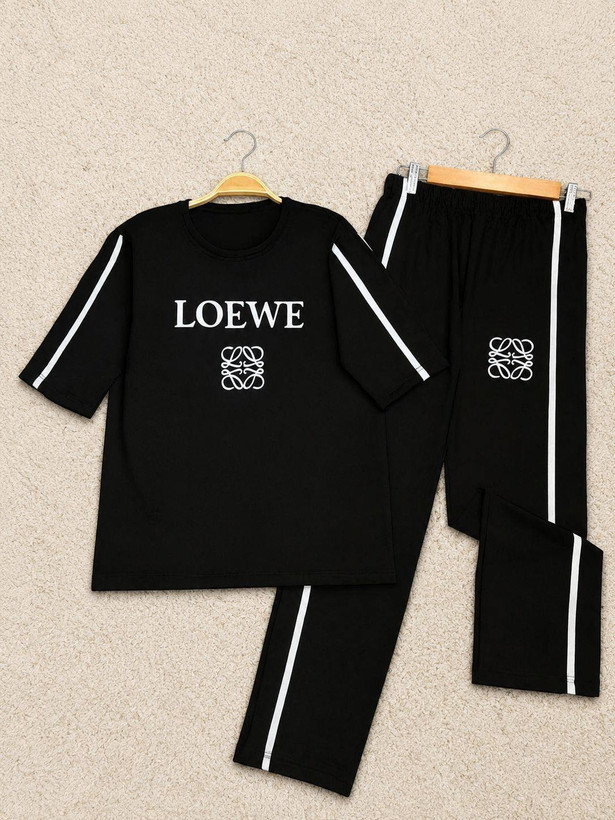 ست تیشرت شلوار loewe💜 sh کد#۲۶۵۱🌷